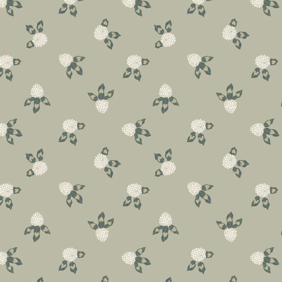 Idalie Wallpaper - Clover in Bloom - by Grateful Artsy Soul - Sample 1 foot by 1 foot / Light Green - Loomwell Home