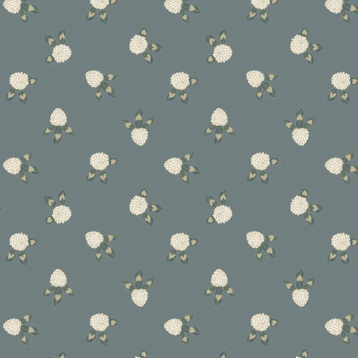 Idalie Wallpaper - Clover in Bloom - by Grateful Artsy Soul - Sample 1 foot by 1 foot / Mid Blue - Loomwell Home Goods