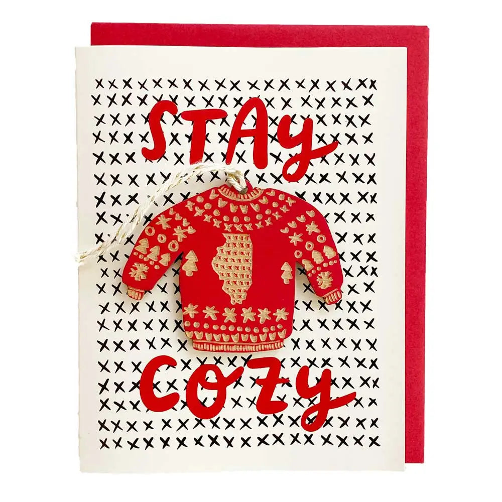 Illinois Cozy Sweater Ornament w/ Card - SnowMade
