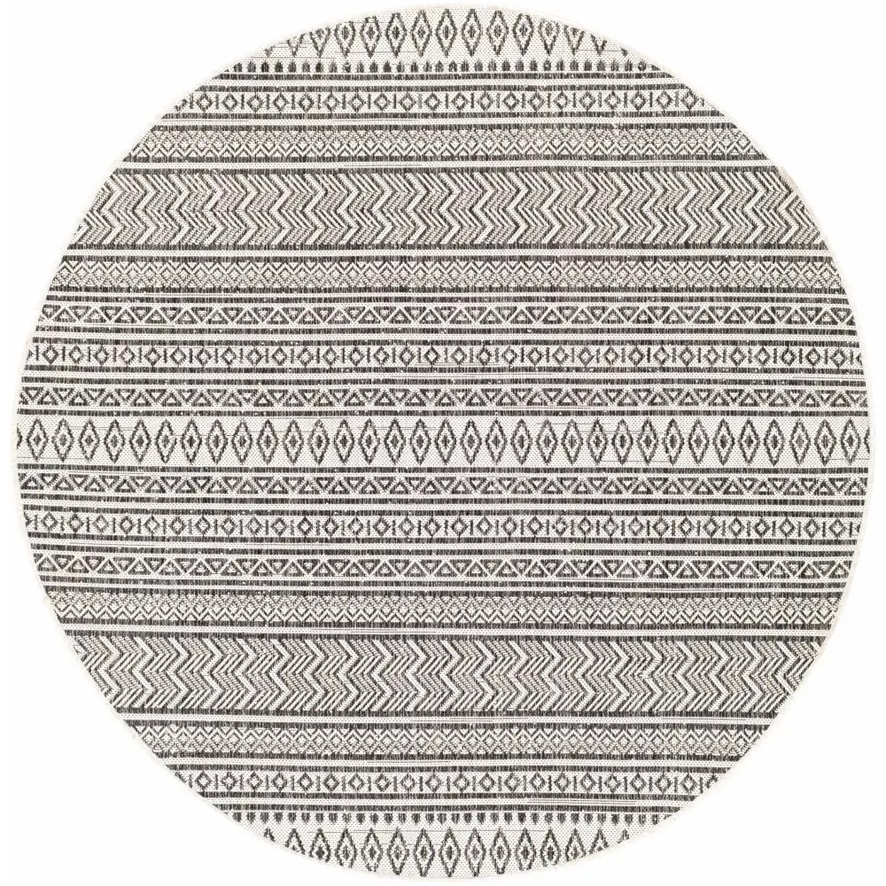 Imboden Black&White Outdoor Rug - 5’3’’ Round - Boutique Rugs