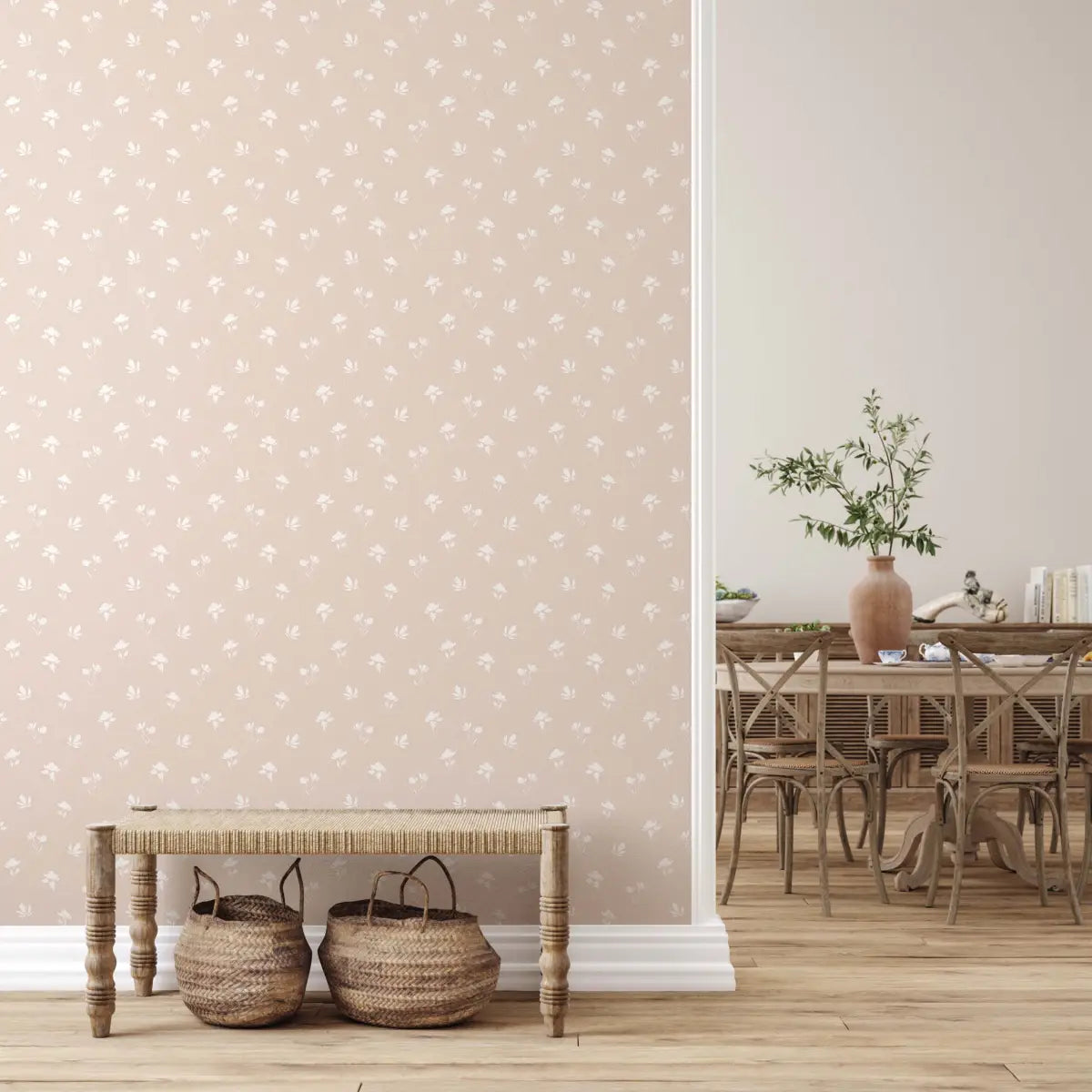 Imogen Wallpaper - Simple Flowers - by Melissa Johnson Design - Loomwell Home Goods