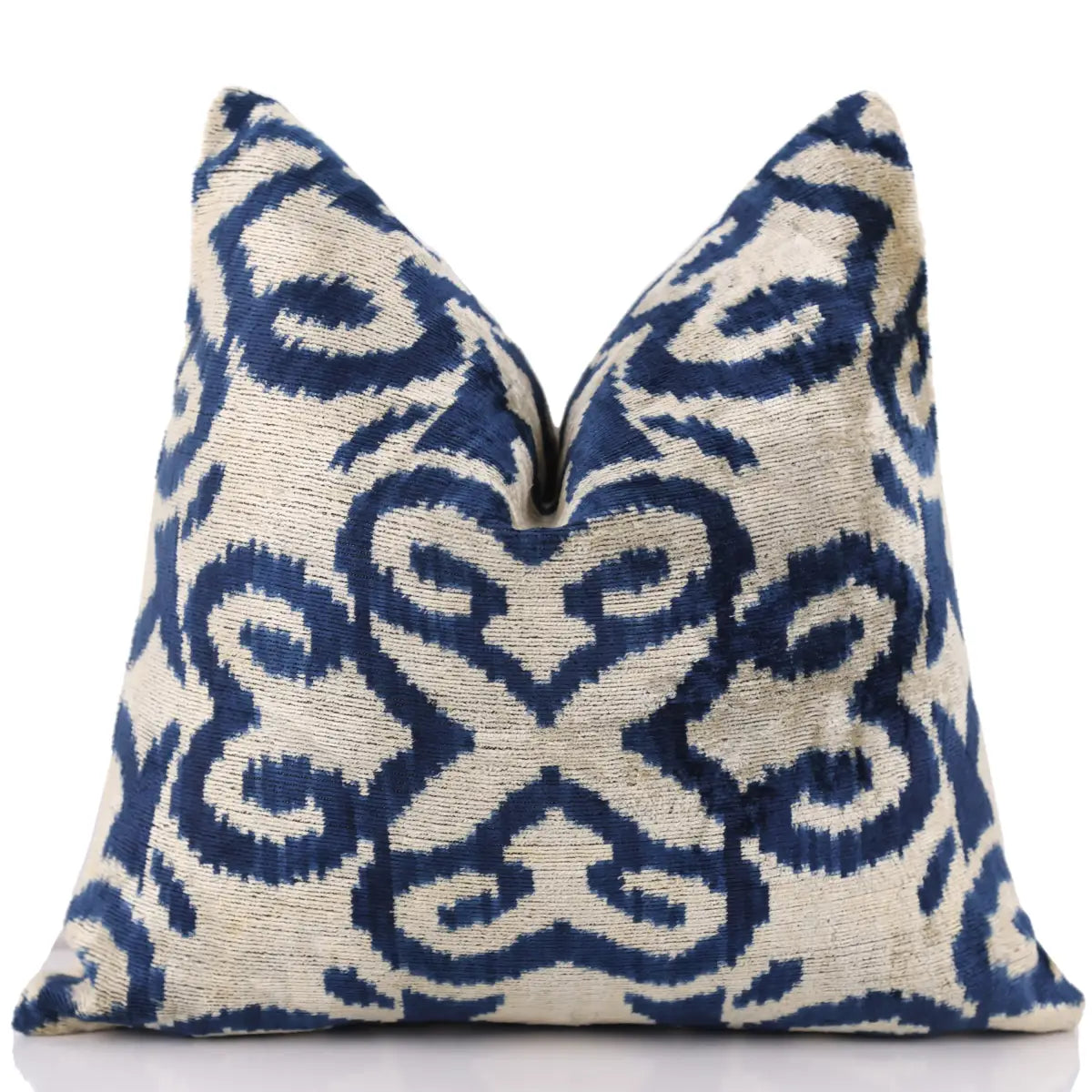Luxury Velvet Pillow – Indigo Ikat Square 16x16 Square - Canvello