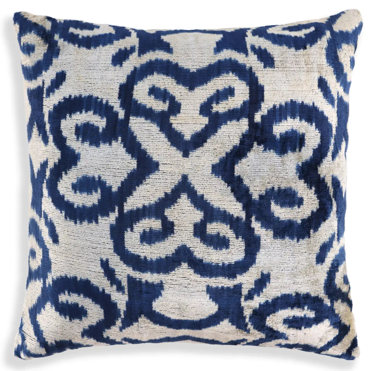 Luxury Velvet Pillow – Indigo Ikat Square 16x16 Square - Canvello