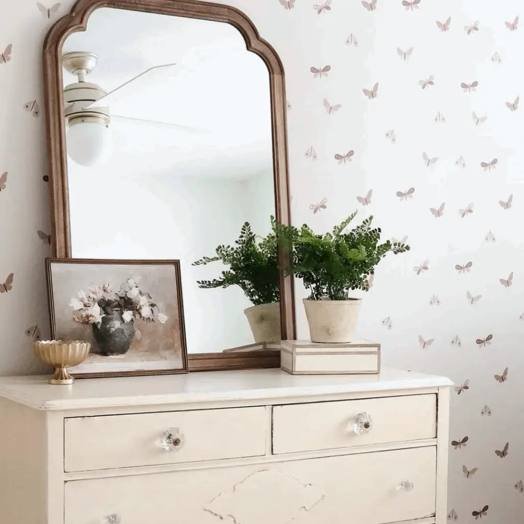 Indra Wallpaper - Beige Butterflies - by Shop Pudge - Loomwell Home Goods