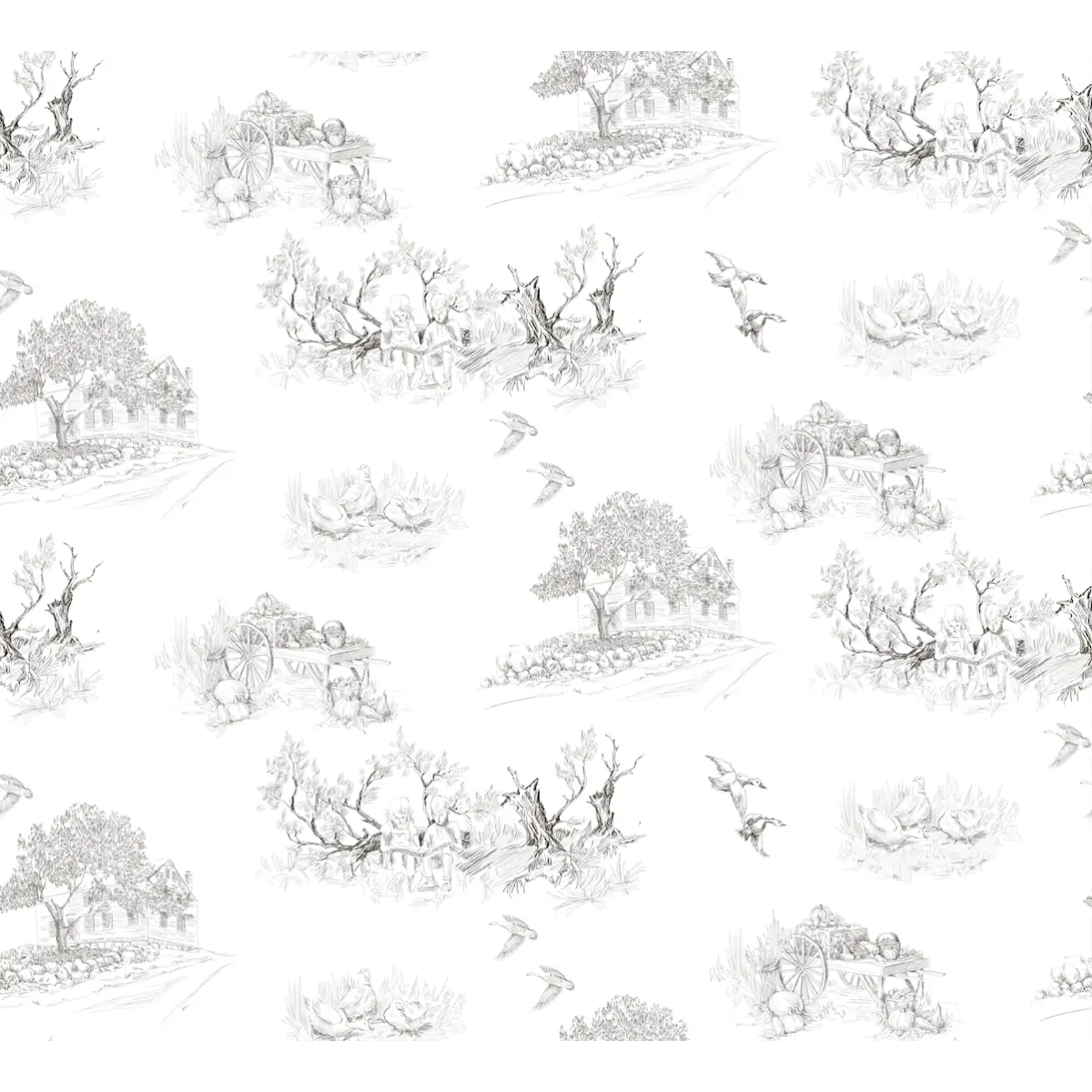 Ingalls Wallpaper - Country Toile - Sample 1 foot by 1 foot - Loomwell Home Goods