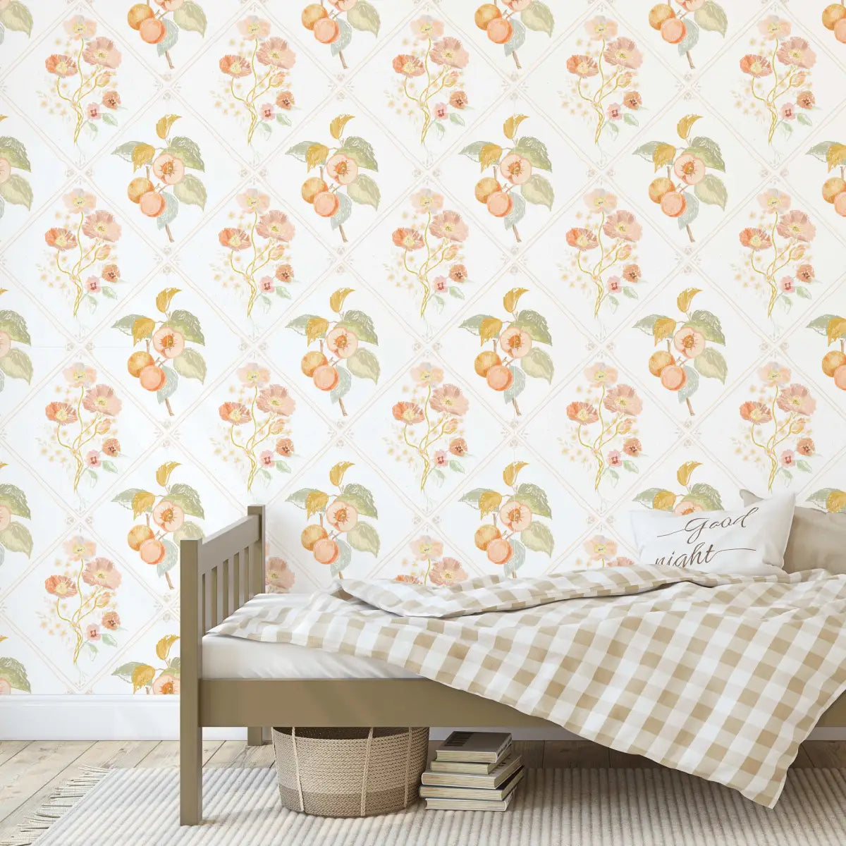 Ingrid Wallpaper - Peaches and Poppies - by Celeste Clark - Loomwell Home Goods