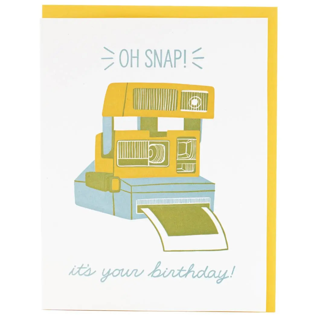 Birthday Card - Vintage Instant Camera - Smudge Ink