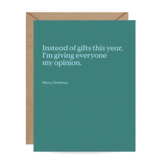 Funny Christmas Card - Instead of Gifts - Inklings Paperie