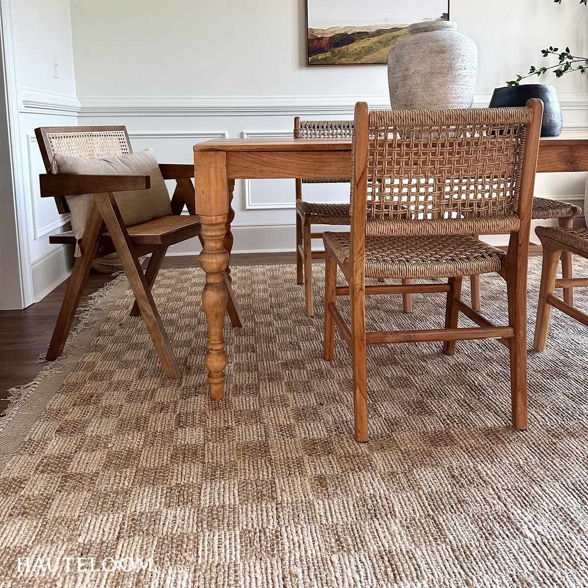 Checkered Jute Area Rug - Boutique Rugs