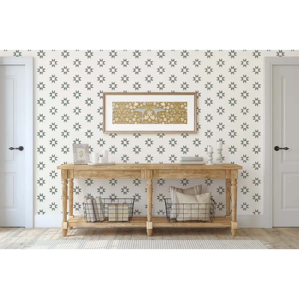 Iris Wallpaper - Quilt Star Pattern - by Melissa Johnson Design - Loomwell Home Goods
