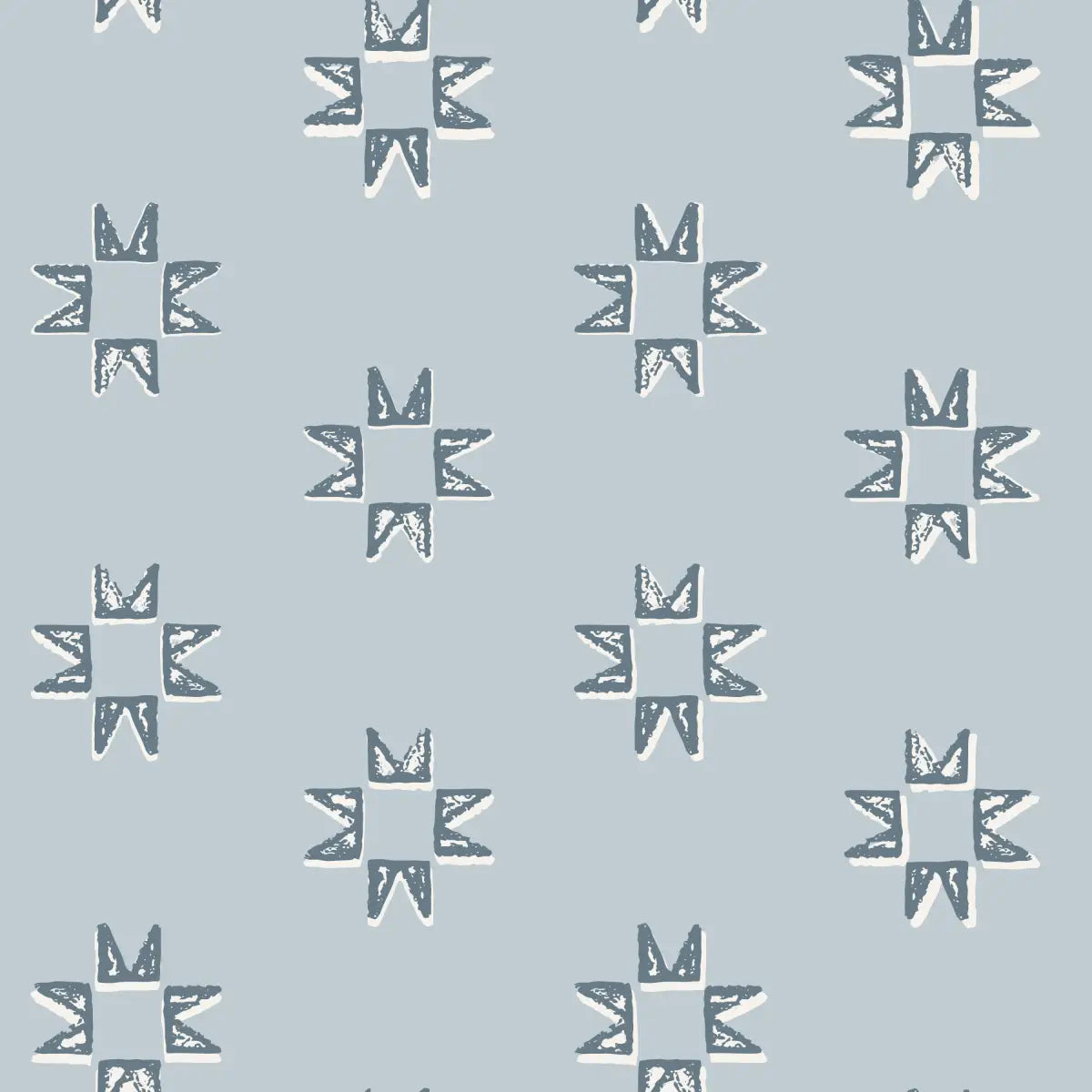 Iris Wallpaper - Quilt Star Pattern - by Melissa Johnson Design - Sample 1 foot by 1 foot / Blue - Loomwell Home Goods