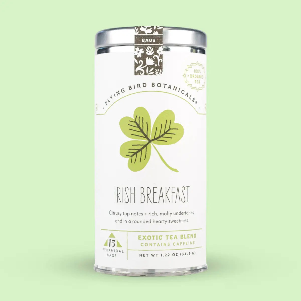 Irish Breakfast Tea – 15 Tea Bag Tin - Organic - Flying Bird Botanicals