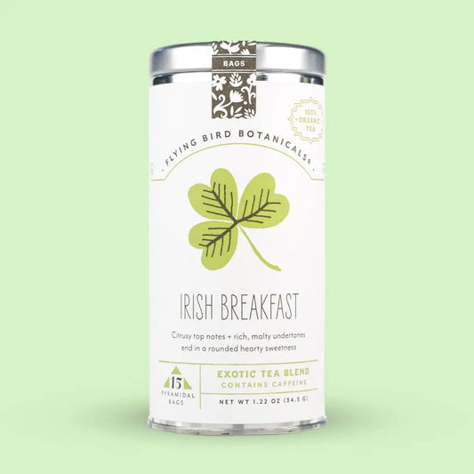 Irish Breakfast Tea – 15 Tea Bag Tin - Organic - Flying Bird Botanicals