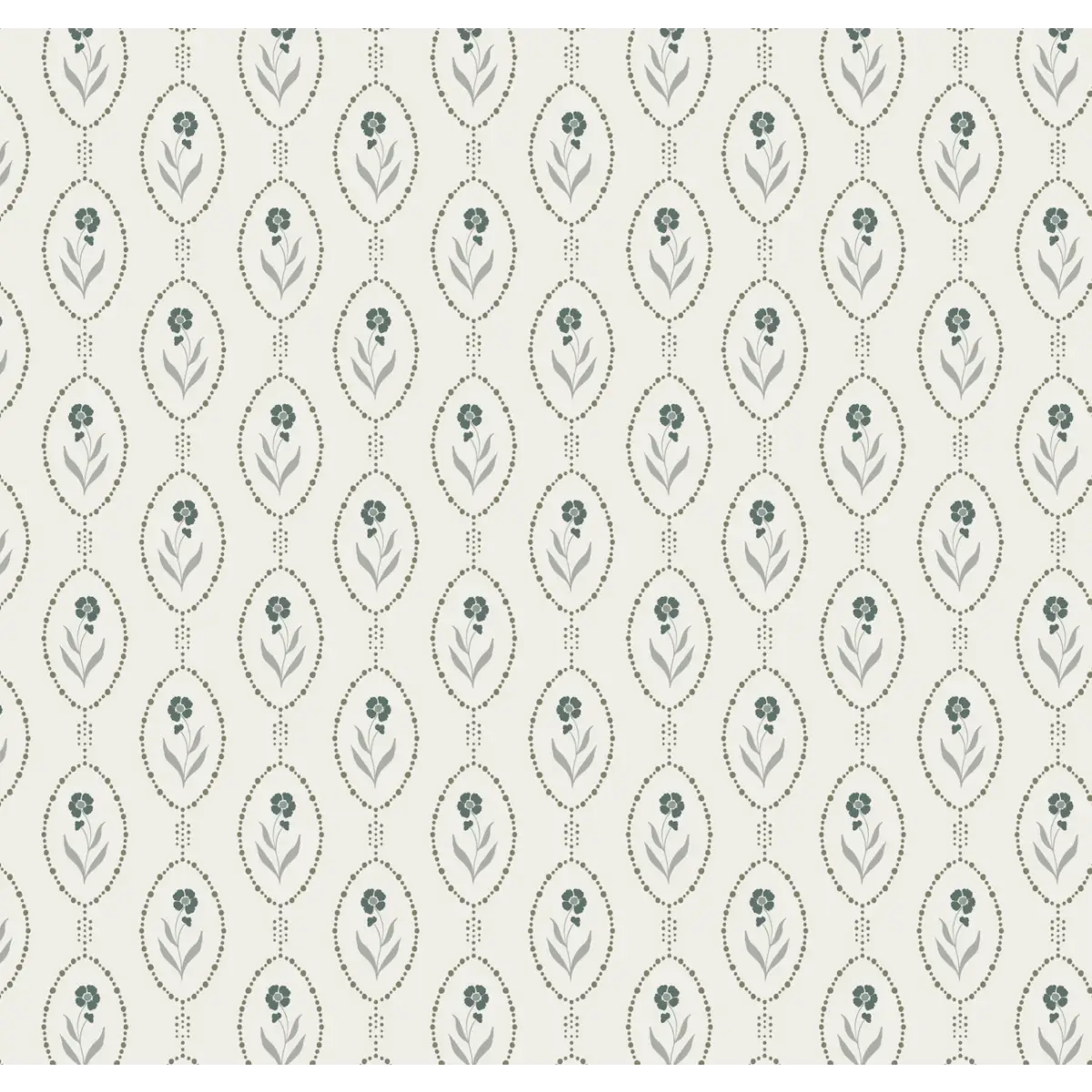 Isabella Wallpaper - Tiny Framed Flowers - by Lisee Ree - Sample 1 foot by 1 foot / Blue - Loomwell Home Goods