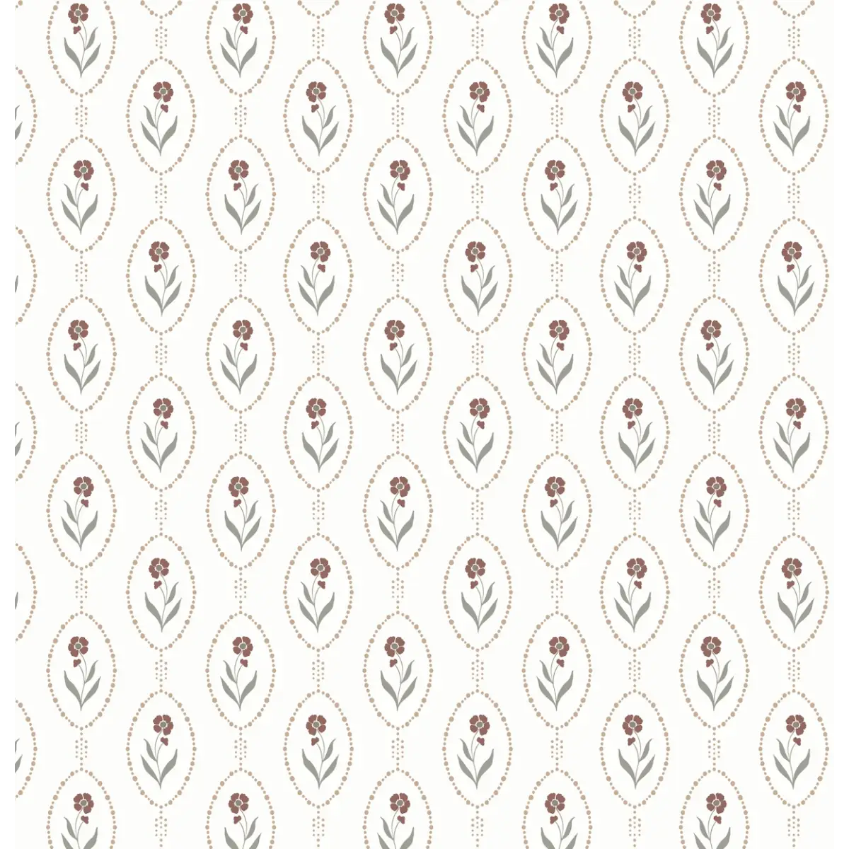 Isabella Wallpaper - Tiny Framed Flowers - by Lisee Ree - Sample 1 foot by 1 foot / Mauve - Loomwell Home Goods