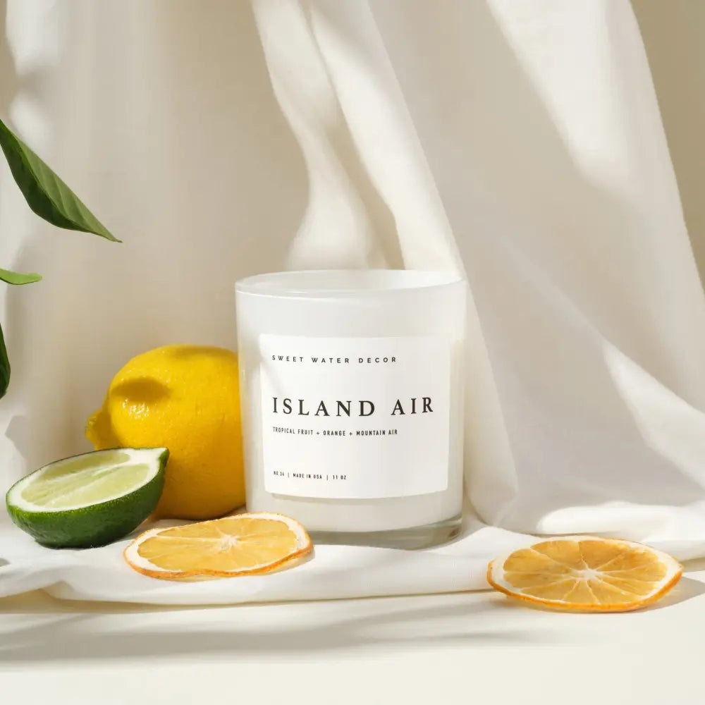 Island Air Soy Candle - White Jar - 11 oz - Sweet Water Decor