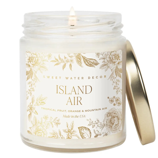 Island Air Soy Patterned Candle - Clear Jar - 9 oz - Sweet Water Decor