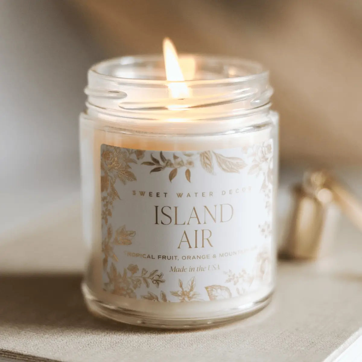Island Air Soy Patterned Candle - Clear Jar - 9 oz - Sweet Water Decor