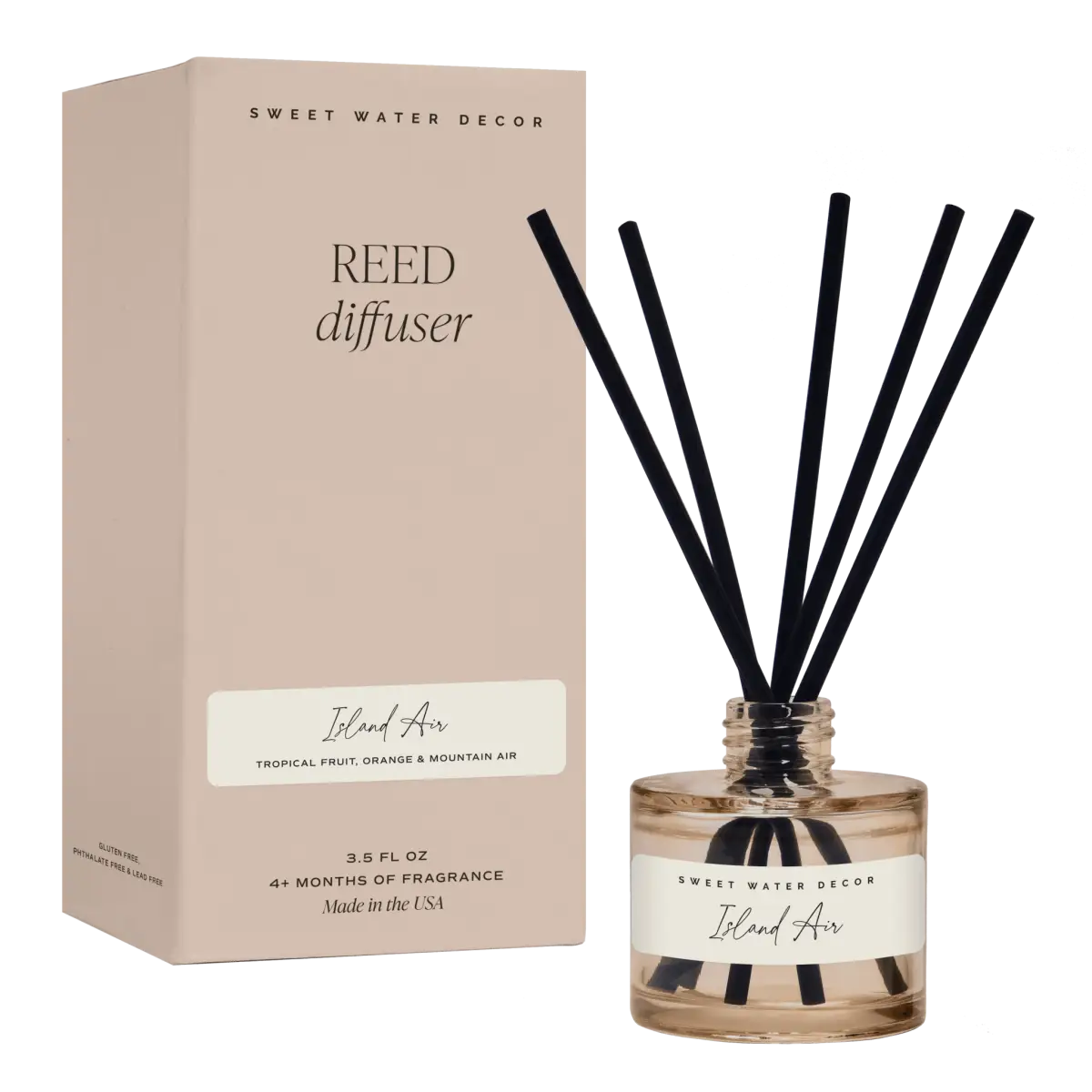 Island Air Tinted Glass Jar Reed Diffuser - Sweet Water Decor