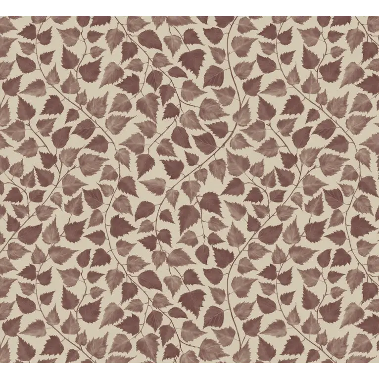 Iveline Wallpaper - Leaf Textures - by Marie Erstad Studio - Sample 1 foot by 1 foot / Burgundy - Loomwell Home Goods