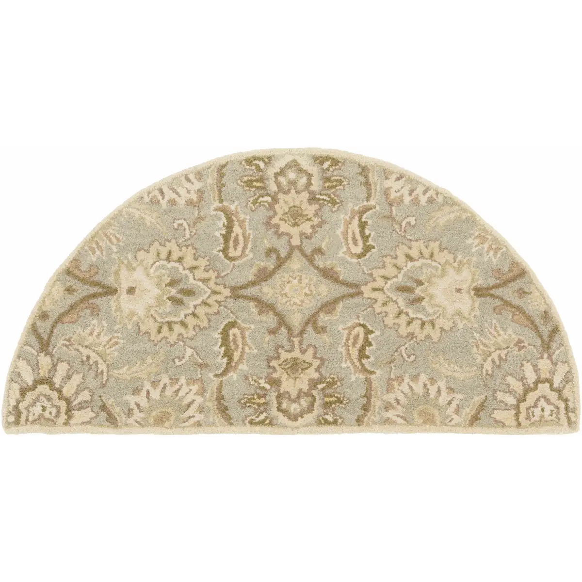 Ivory Beige Traditional Wool Area Rug - 2’ x 4’ Half-Circle - Boutique Rugs