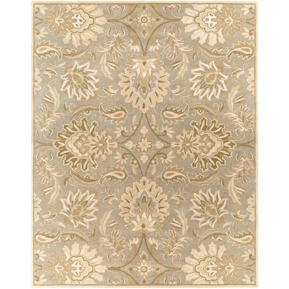 Ivory Beige Traditional Wool Area Rug - 7’6’’ x 9’6’’ Rectangle - Boutique Rugs