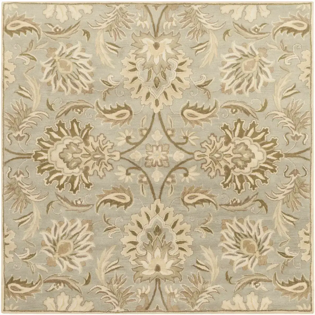 Ivory Beige Traditional Wool Area Rug - 8’ Square - Boutique Rugs