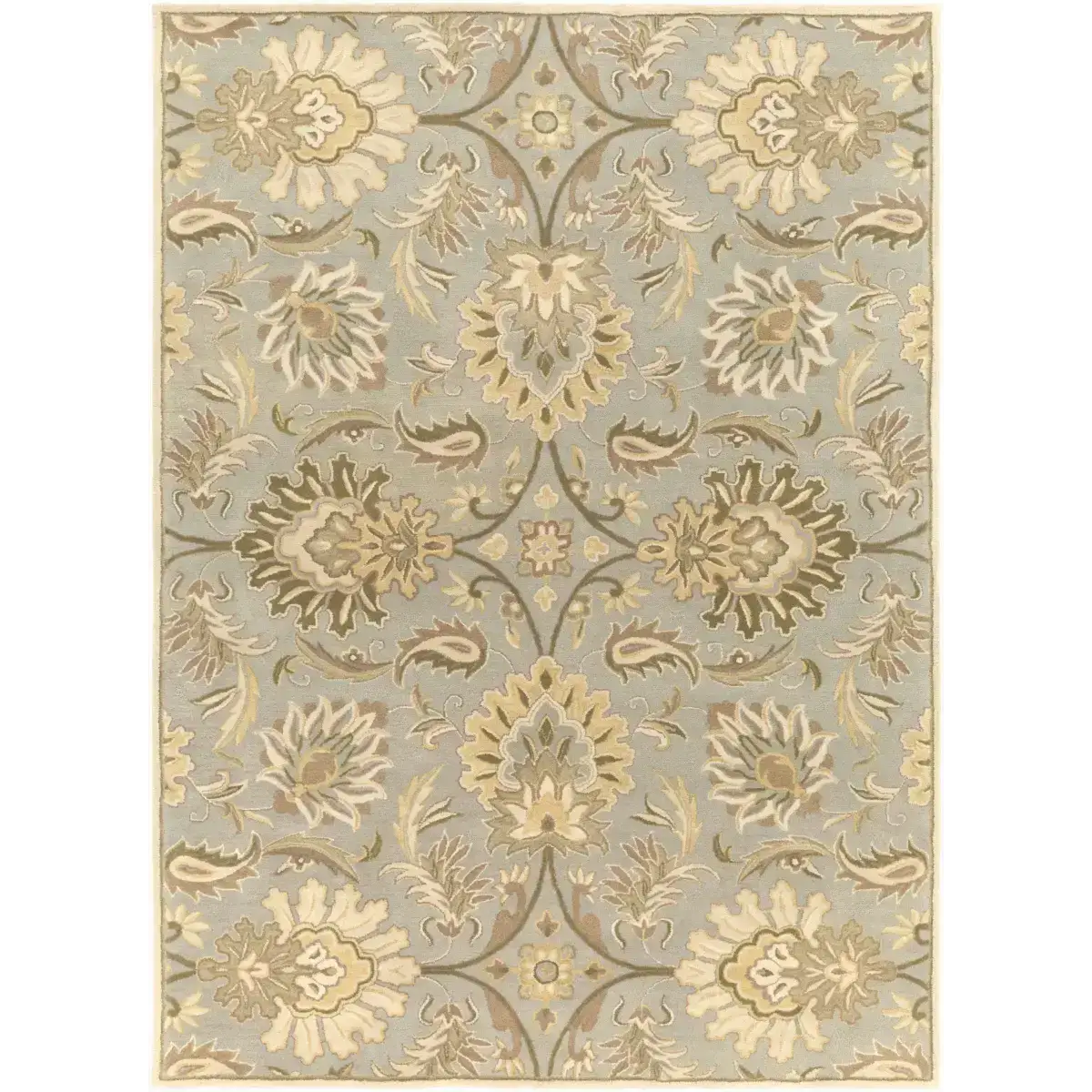 Ivory Beige Traditional Wool Area Rug - 8’ x 11’ Rectangle - Boutique Rugs