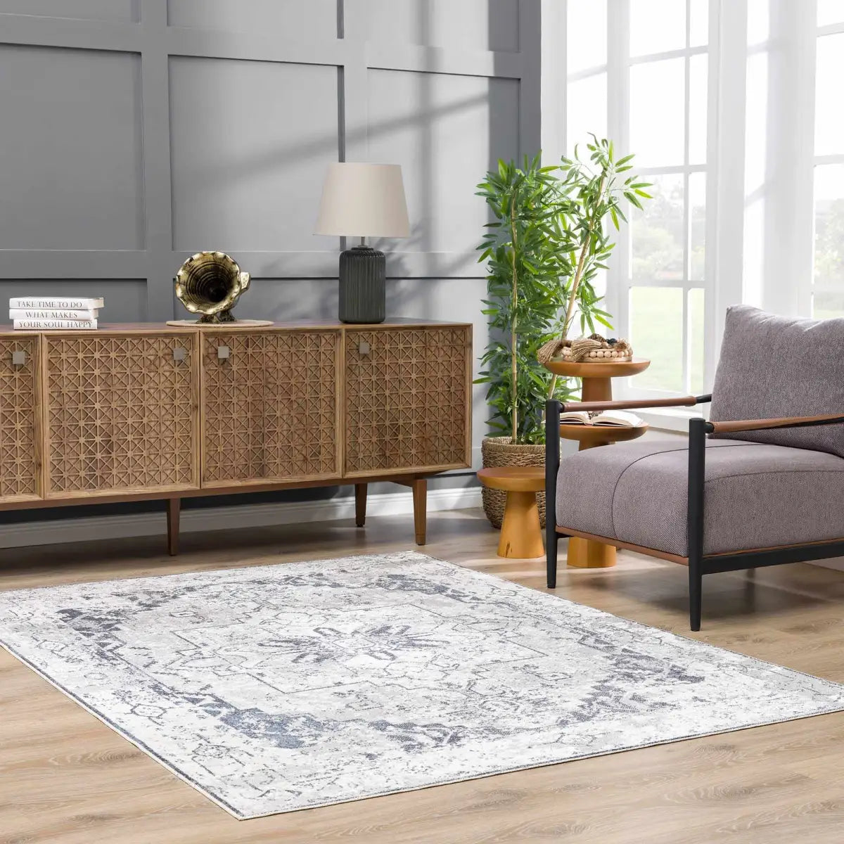 Ivory Hera Washable Area Rug - Boutique Rugs