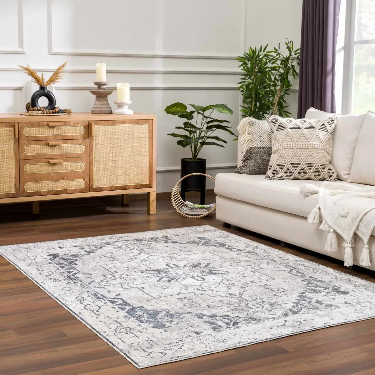 Ivory Hera Washable Area Rug - Boutique Rugs