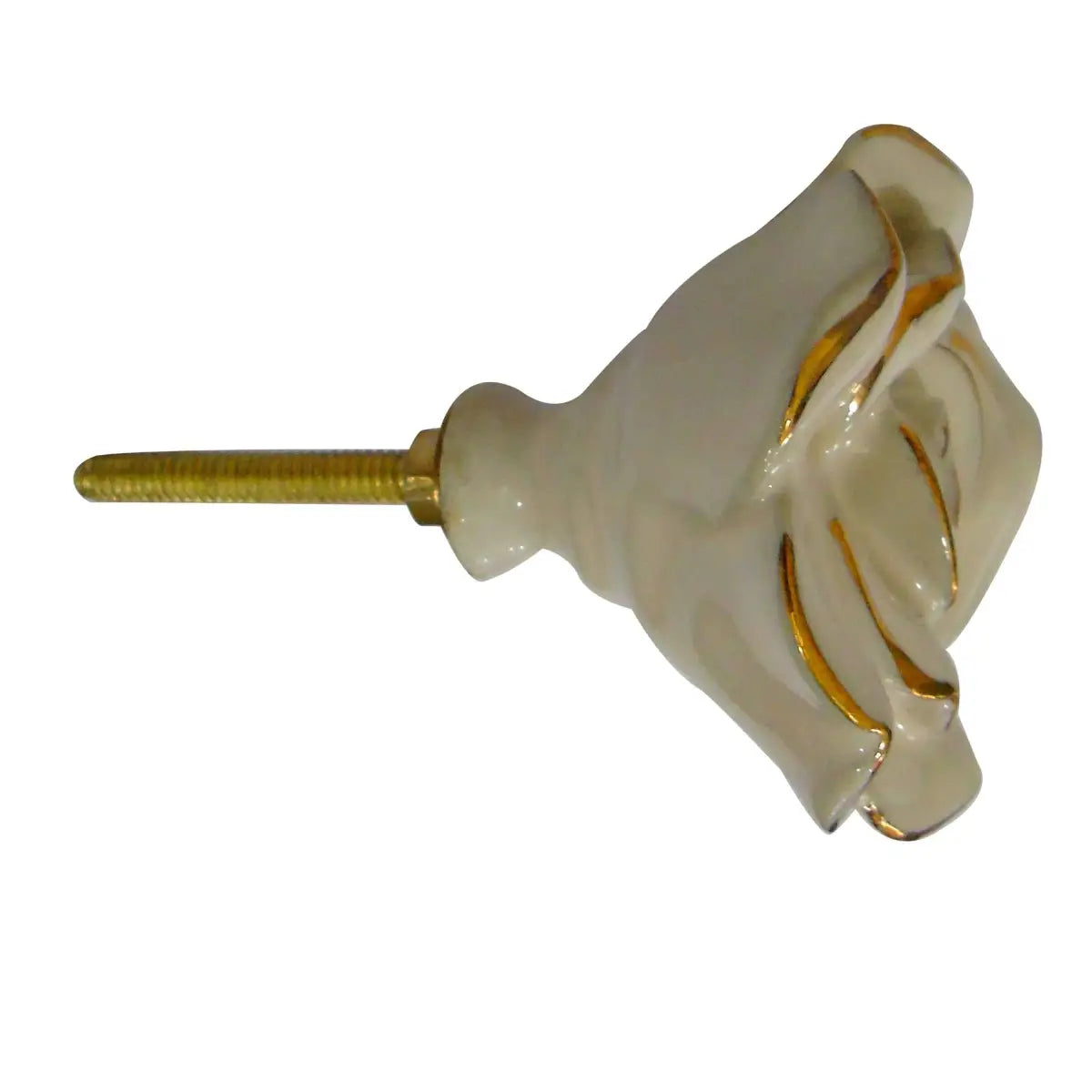Ivory Rose Ceramic Knob large (each) - Perilla Home