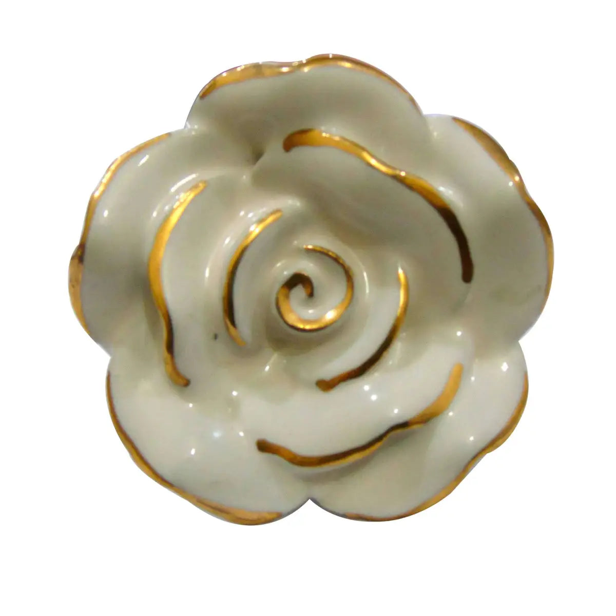 Ivory Rose Ceramic Knob large (each) - Perilla Home