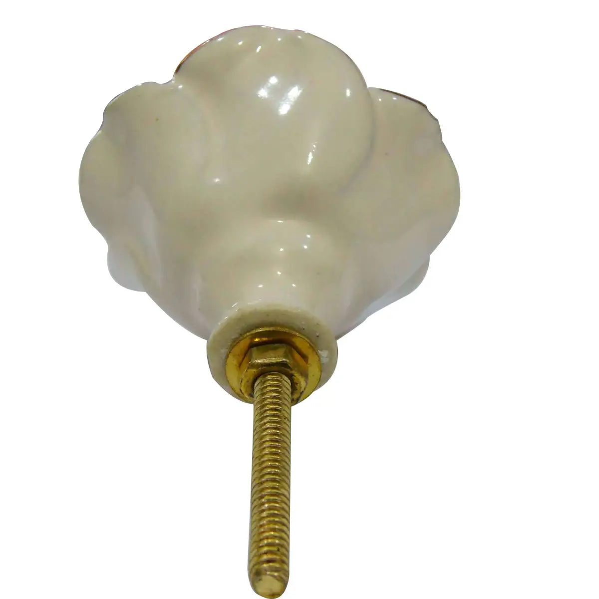 Ivory Rose Ceramic Knob large (each) - Perilla Home