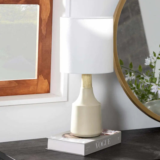 Ivory & White Modern Table Lamp - 18’’H x 8’’W x 8’’D - Boutique Rugs