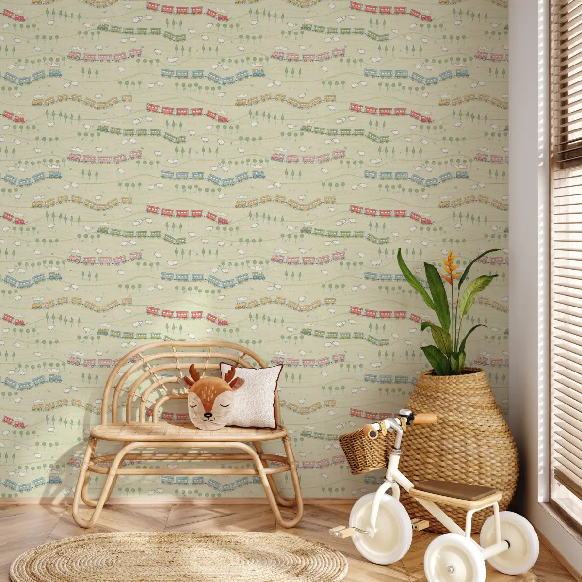 Jackson Wallpaper - Happy Trains for Kids - by House of Haricot - Loomwell Home Goods