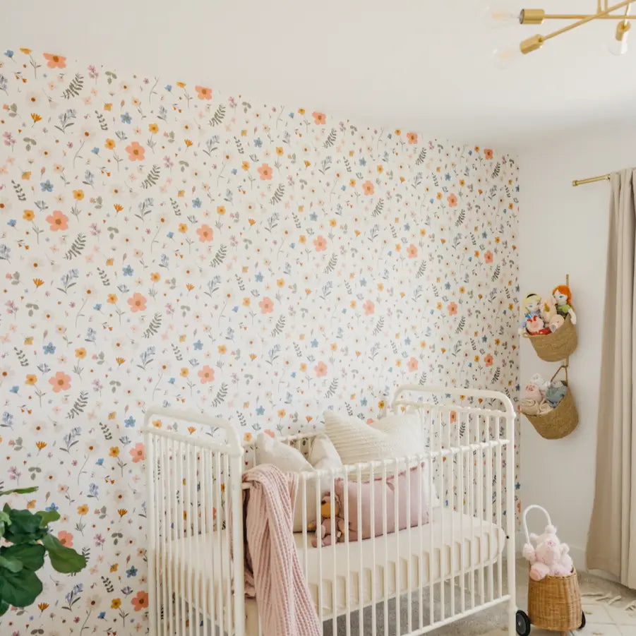 Jane Wallpaper - Pastel Flowers - by Joannie Houle - Loomwell Home Goods