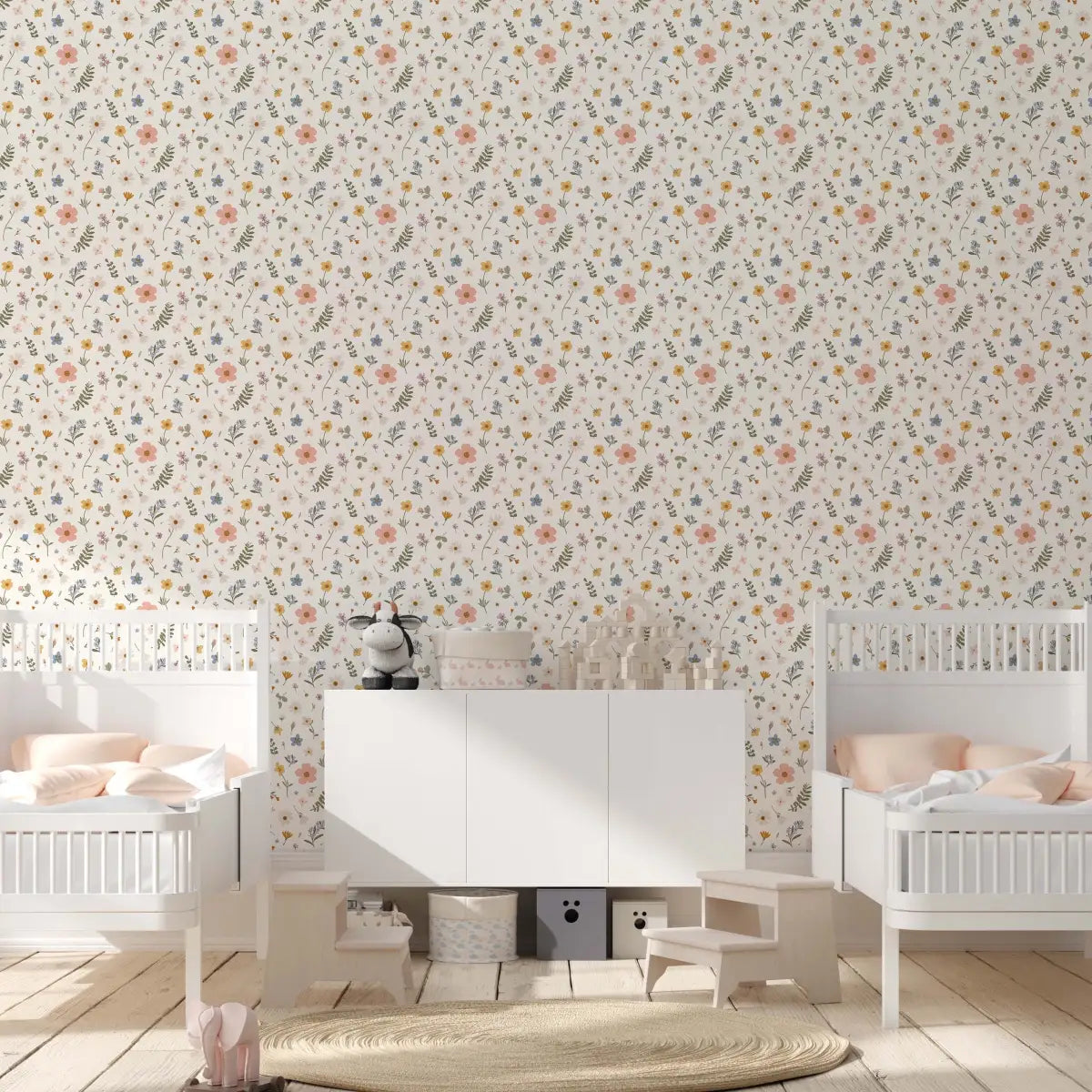 Jane Wallpaper - Pastel Flowers - by Joannie Houle - Loomwell Home Goods