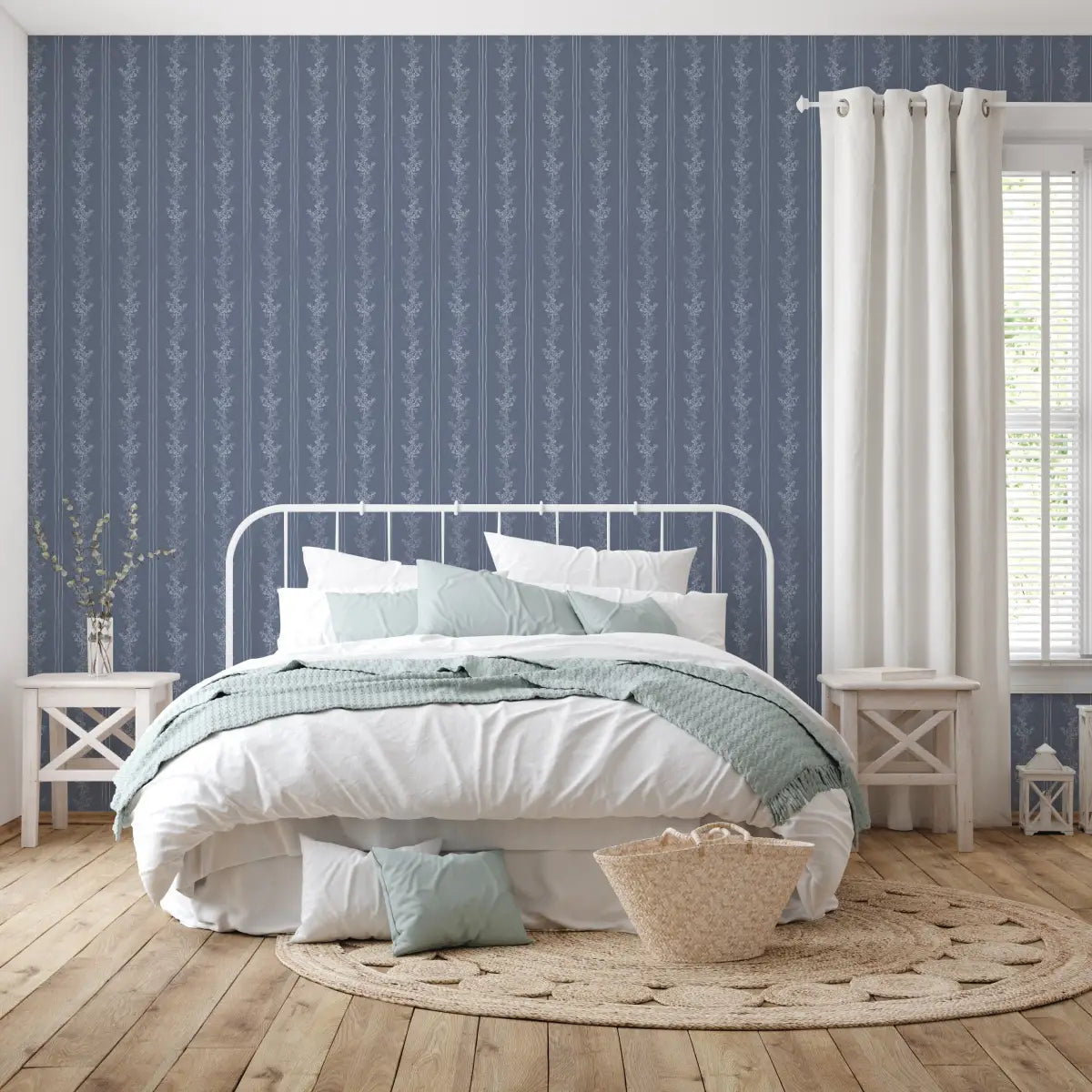 Janie Wallpaper - Floral Stripe - by Astrid Blanchard - Loomwell Home Goods
