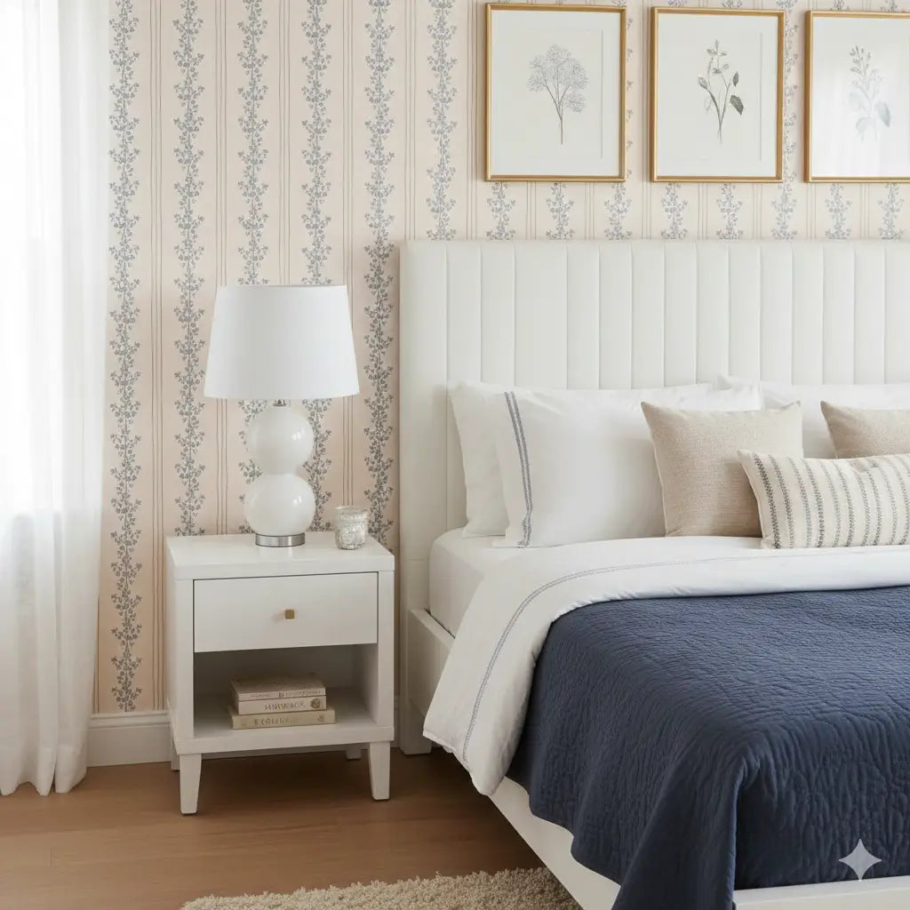 Janie Wallpaper - Floral Stripe - by Astrid Blanchard - Loomwell Home Goods
