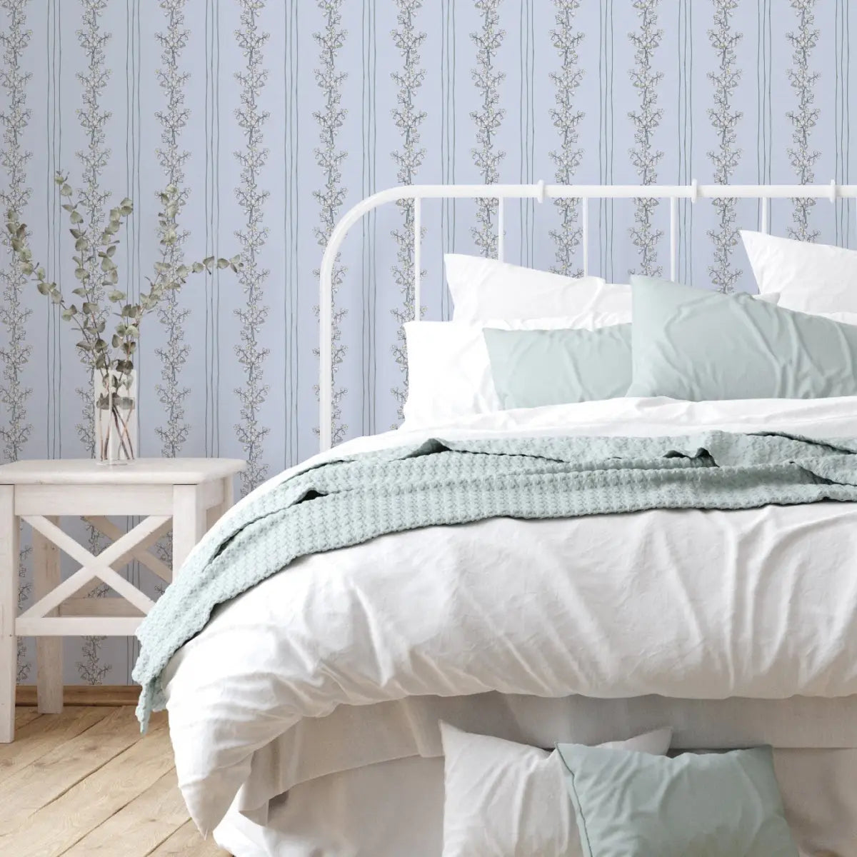 Janie Wallpaper - Floral Stripe - by Astrid Blanchard - Loomwell Home Goods