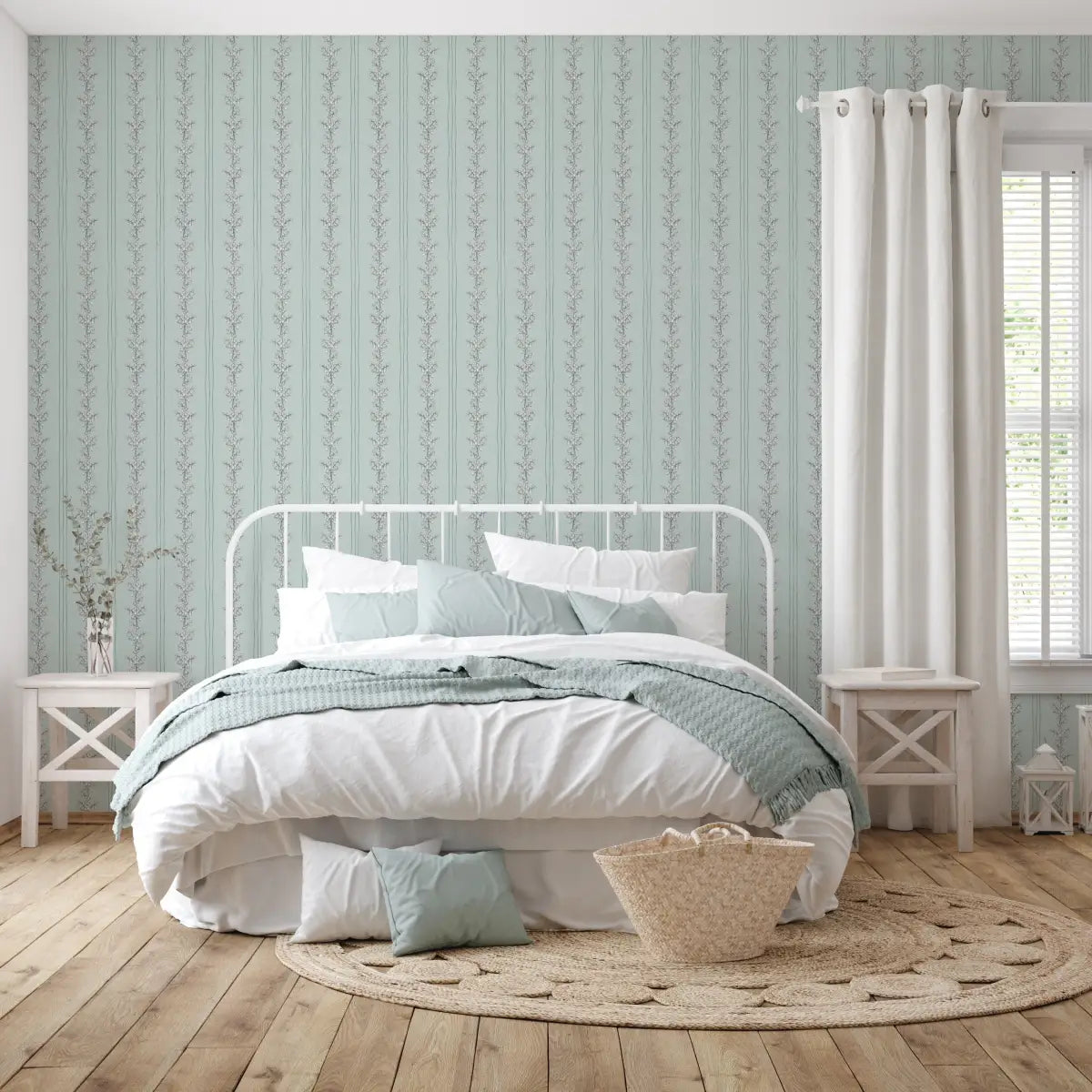 Janie Wallpaper - Floral Stripe - by Astrid Blanchard - Loomwell Home Goods