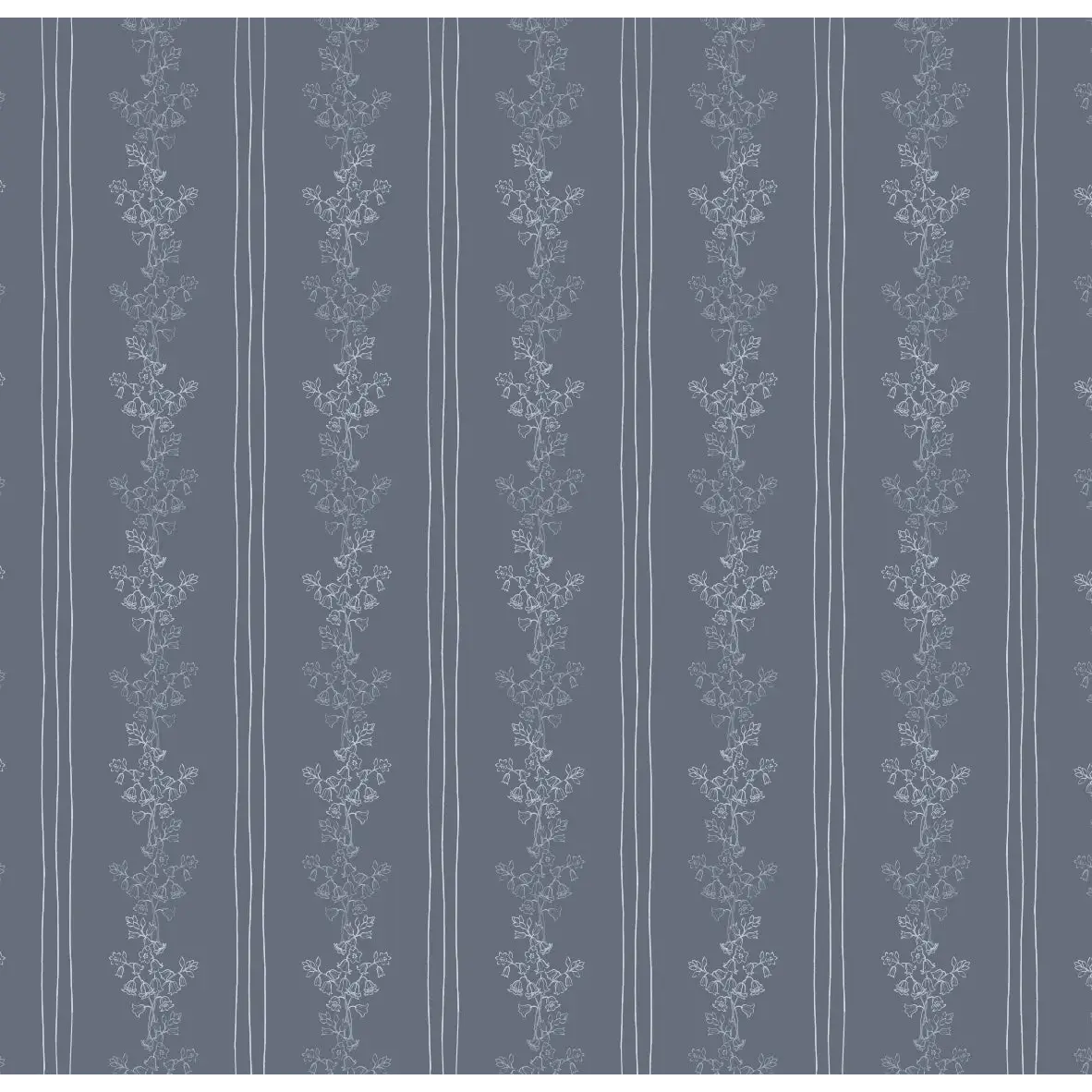 Janie Wallpaper - Floral Stripe - by Astrid Blanchard - Sample 1 foot by 1 foot / Blue - Loomwell Home Goods