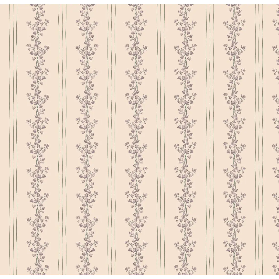 Janie Wallpaper - Floral Stripe - by Astrid Blanchard - Sample 1 foot by 1 foot / Cream and Pink - Loomwell Home Goods