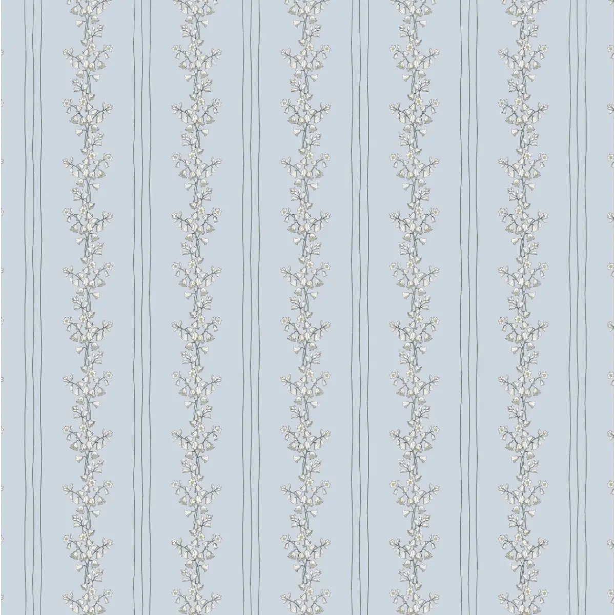 Janie Wallpaper - Floral Stripe - by Astrid Blanchard - Sample 1 foot by 1 foot / Light Blue - Loomwell Home Goods