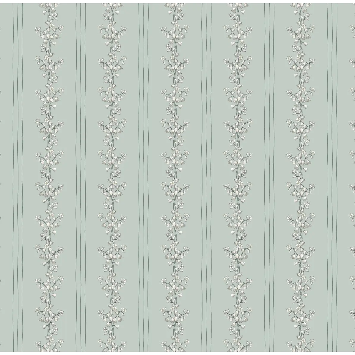 Janie Wallpaper - Floral Stripe - by Astrid Blanchard - Sample 1 foot by 1 foot / Mint - Loomwell Home Goods