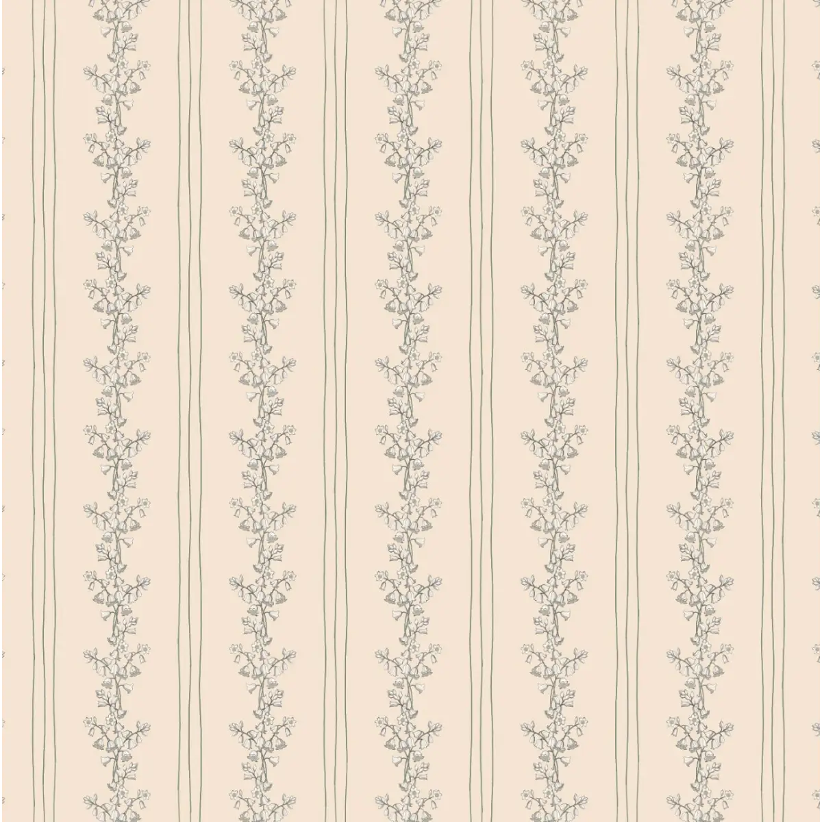 Janie Wallpaper - Floral Stripe - by Astrid Blanchard - Sample 1 foot by 1 foot / Neutral - Loomwell Home Goods