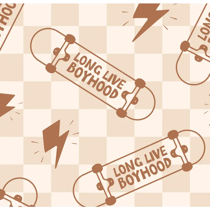 Jax Wallpaper - Skateboard and Checkerboard - Sample 1 foot by 1 foot - Loomwell Home Goods