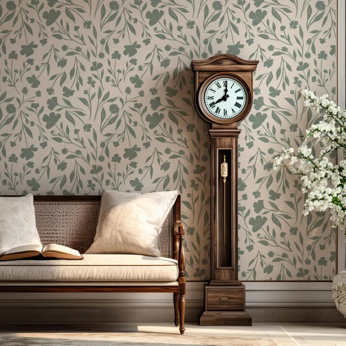 Jean Wallpaper - Neutral Floral - by Megan Lindsey Illustration - Loomwell Home Goods