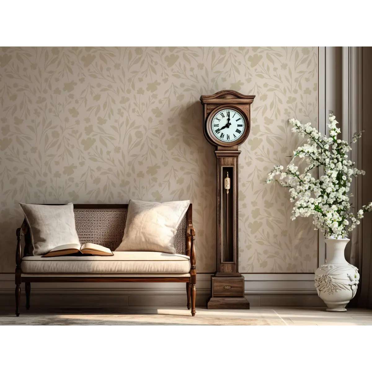 Jean Wallpaper - Neutral Floral - by Megan Lindsey Illustration - Loomwell Home Goods