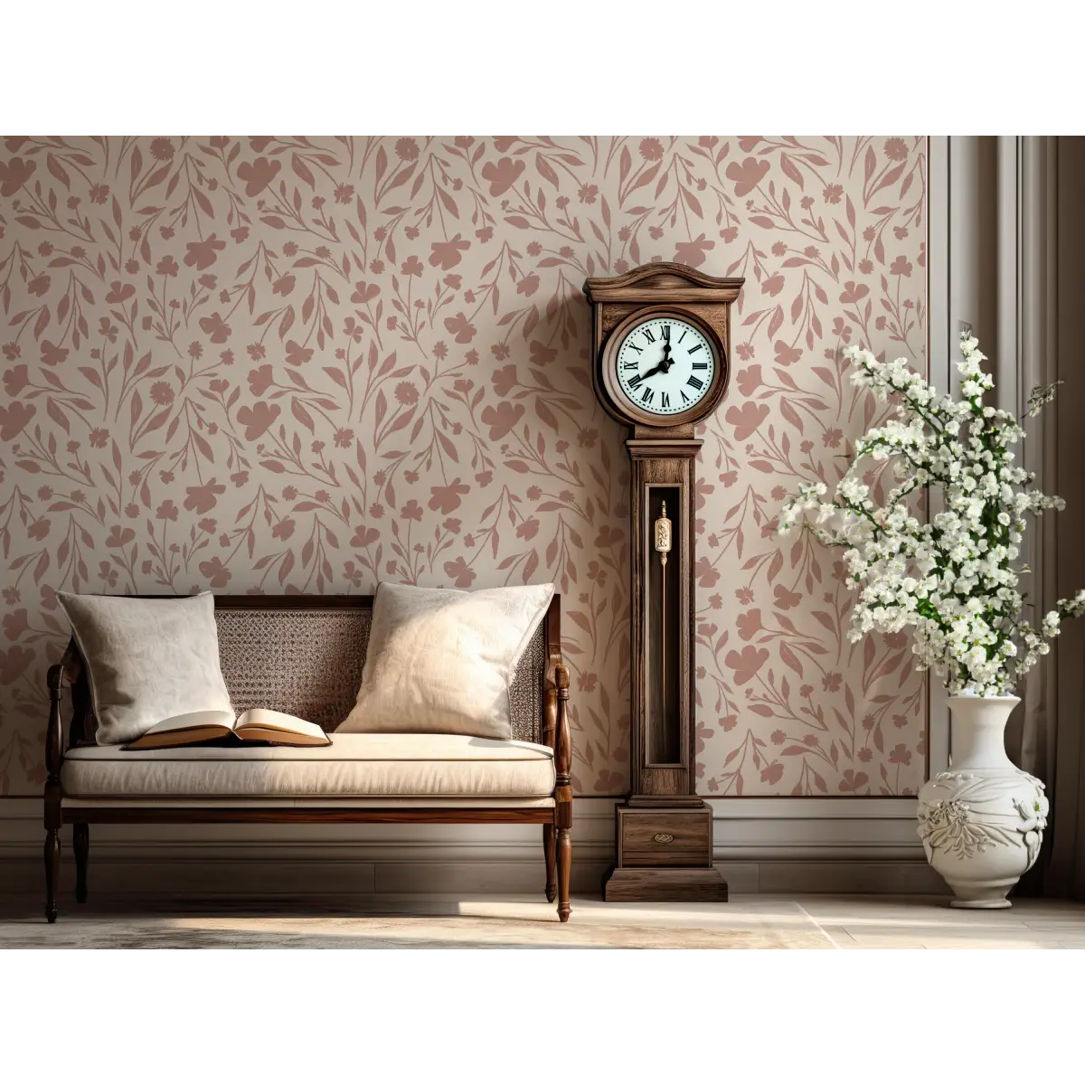 Jean Wallpaper - Neutral Floral - by Megan Lindsey Illustration - Loomwell Home Goods